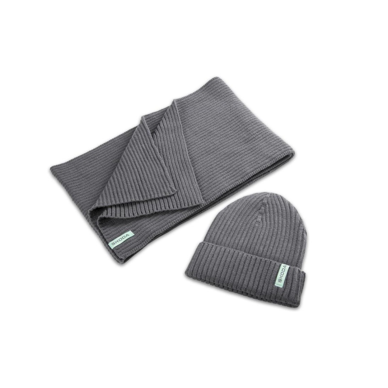 Škoda mütsi ja salli komplekt hall